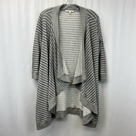 Soft Joie Womens Cardigan Sweater Gray Striped Long Sleeve Open Front Neckline S - Picture 1 of 11